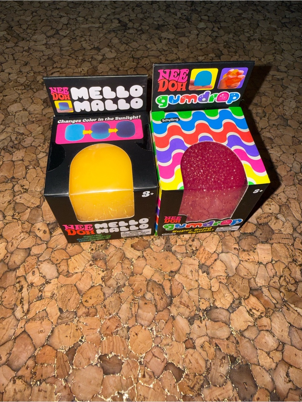 Authentic NeeDoh Mello Mallo Color-Changing And Pink Gum Drop Combo.